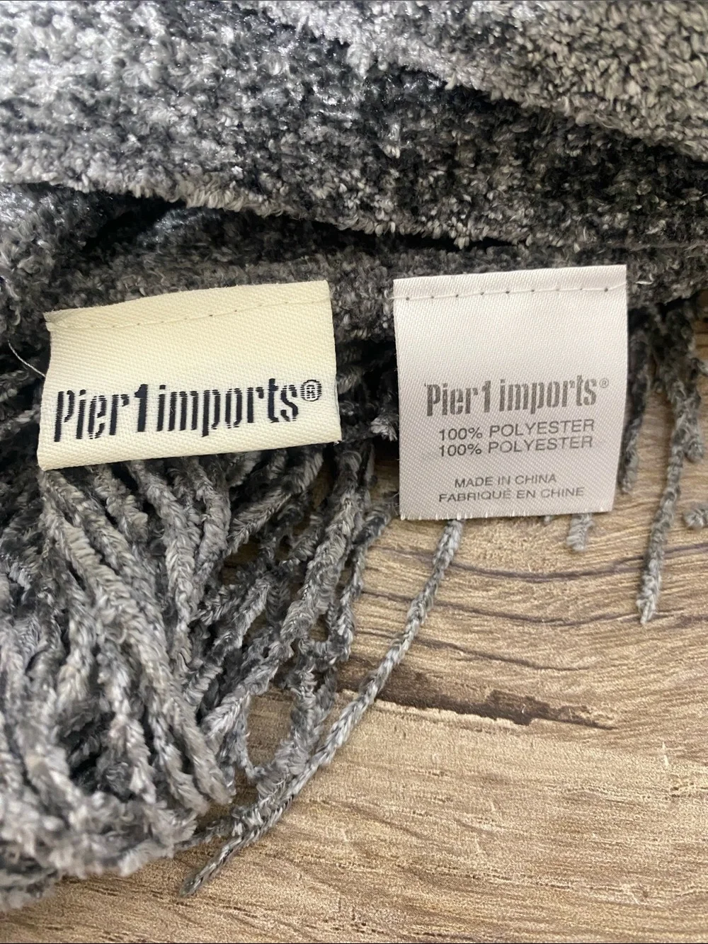 Pier 1 Gray Chenille Fringe Throw